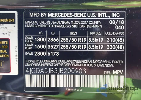 2018 Mercedes-Benz Gle 350 from USA, damaged, VIN 4JGDA5JB3JB200903